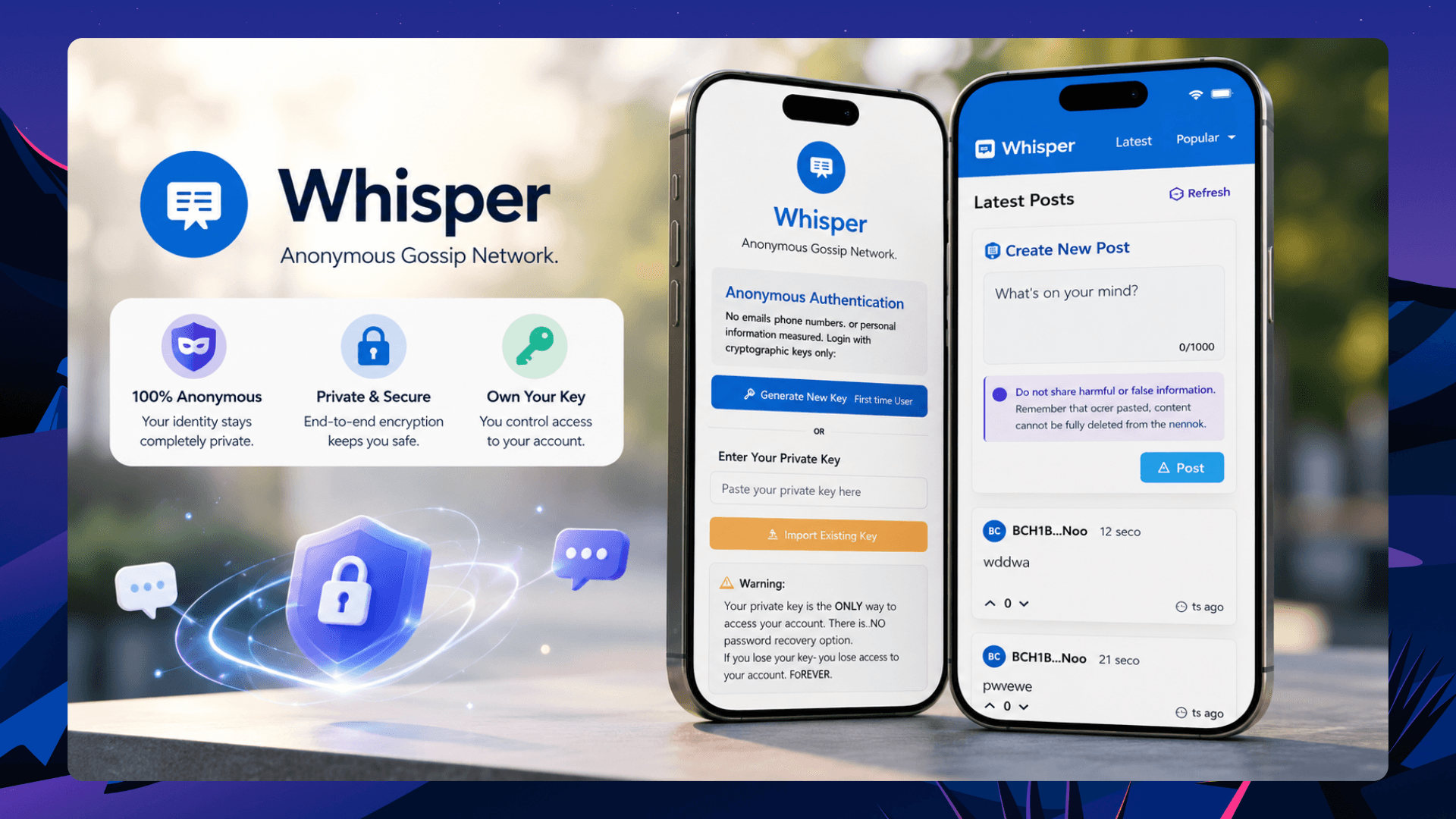 Whisper anonymous gossip app preview